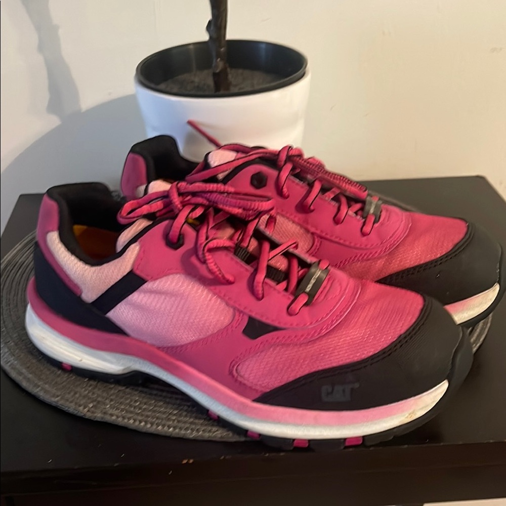 Caterpillar Pink and Black Combat Boots Durable Stylish Footwear